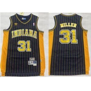 Mens Reggie Miller Stitched Jersey Navy Yellow